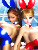 These busty bunnys know what to do with a huge cock.